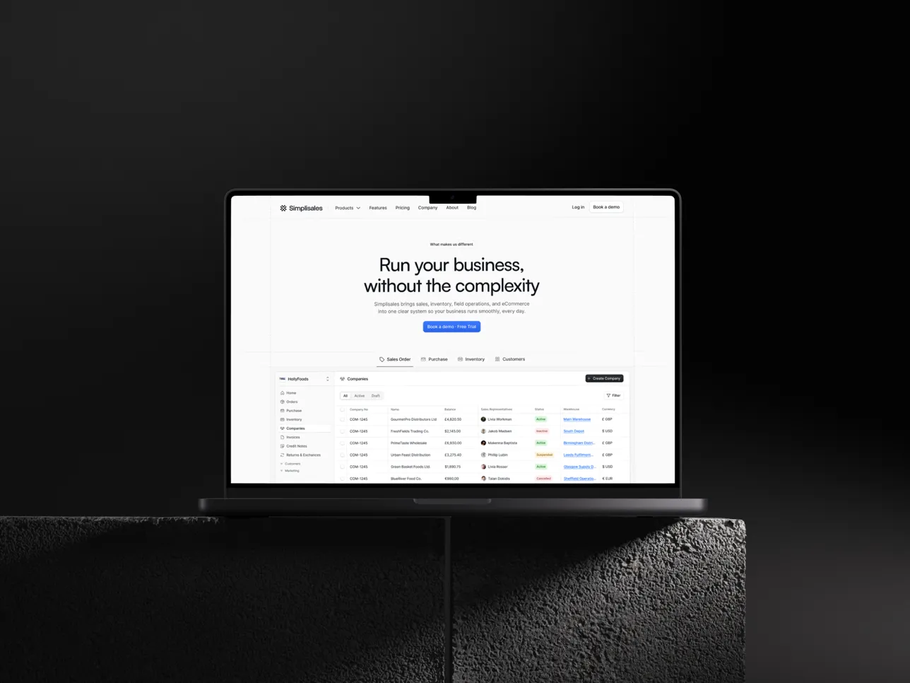 The Simplisales marketing site, designed and built by InsetLab